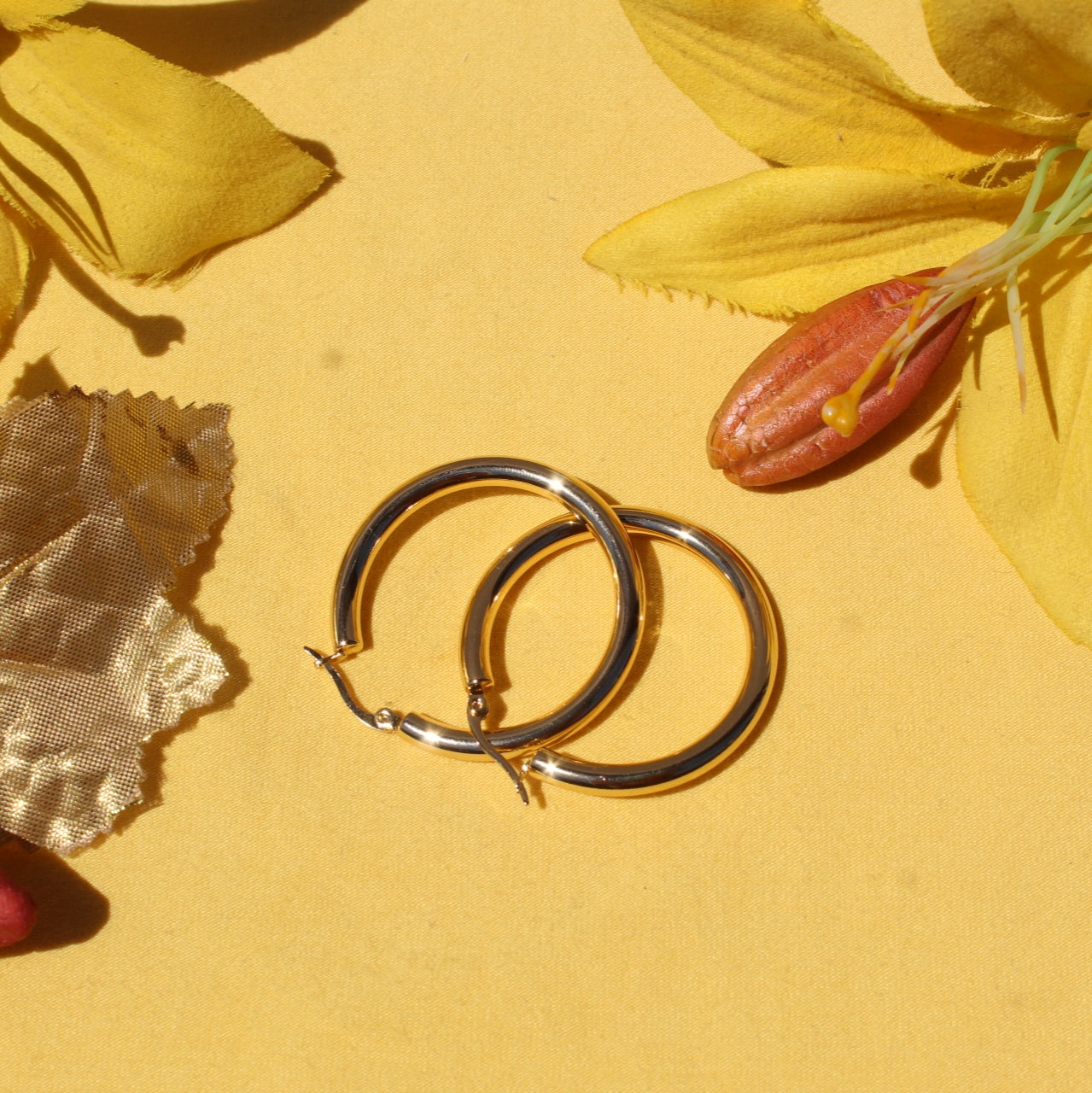SIMPLE GOLD HOOPS(40 mm)